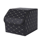 SOGA Leather Car Boot Collapsible Foldable Trunk Cargo Organizer Portable Storage Box Black/Gold Stitch Small $ 38.90