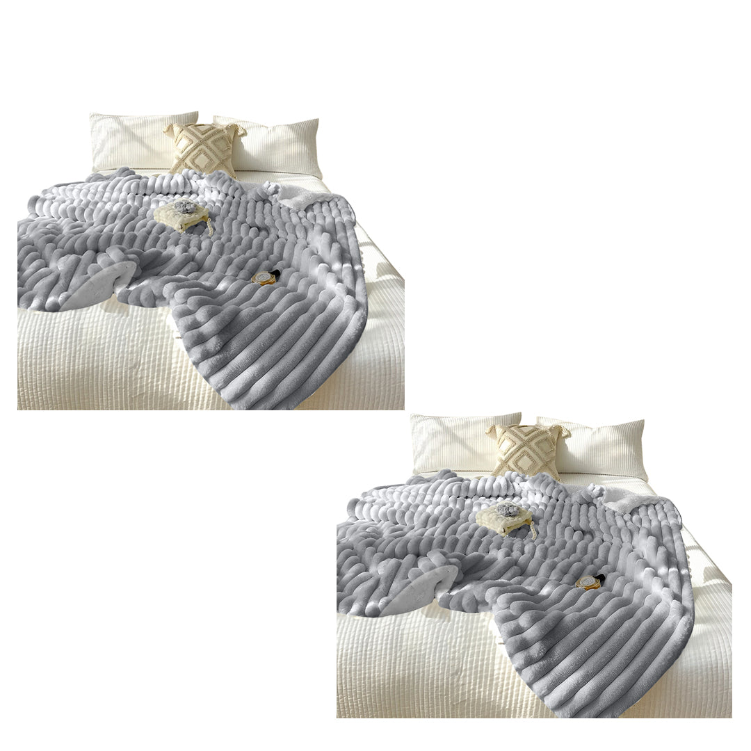 SOGA 2X 150x200cm Throw Blanket Smoke Gray Premium Milk Velvet Luxuriously Soft Cozy Bedding $ 258.90