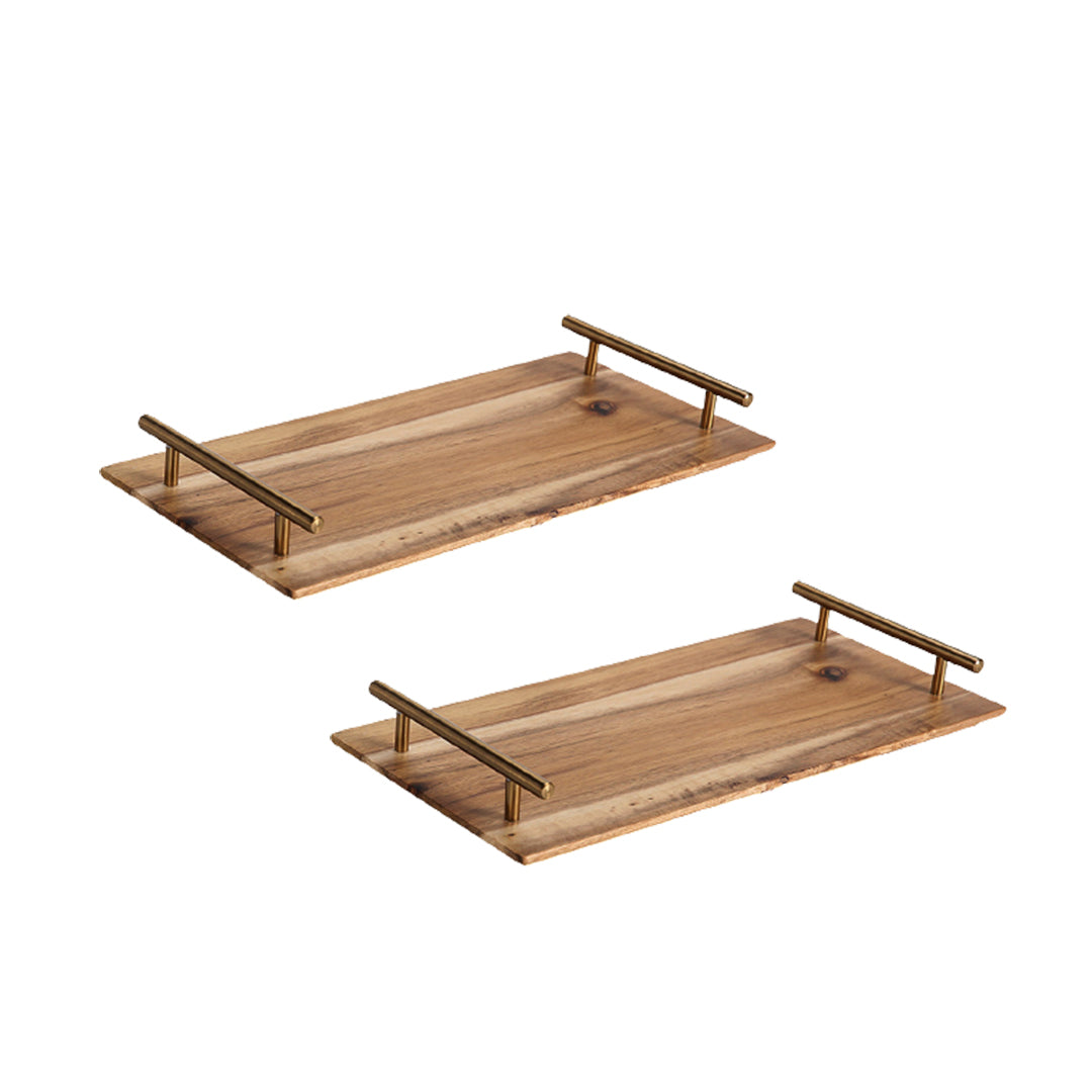 SOGA 2X 39cm Brown Rectangle Wooden Acacia Food Serving Tray Charcuterie Board Home Decor $ 112.50
