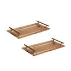 SOGA 2X 39cm Brown Rectangle Wooden Acacia Food Serving Tray Charcuterie Board Home Decor $ 112.50