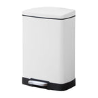 SOGA Foot Pedal Stainless Steel Rubbish Recycling Garbage Waste Trash Bin Rectangular Shape 12L White