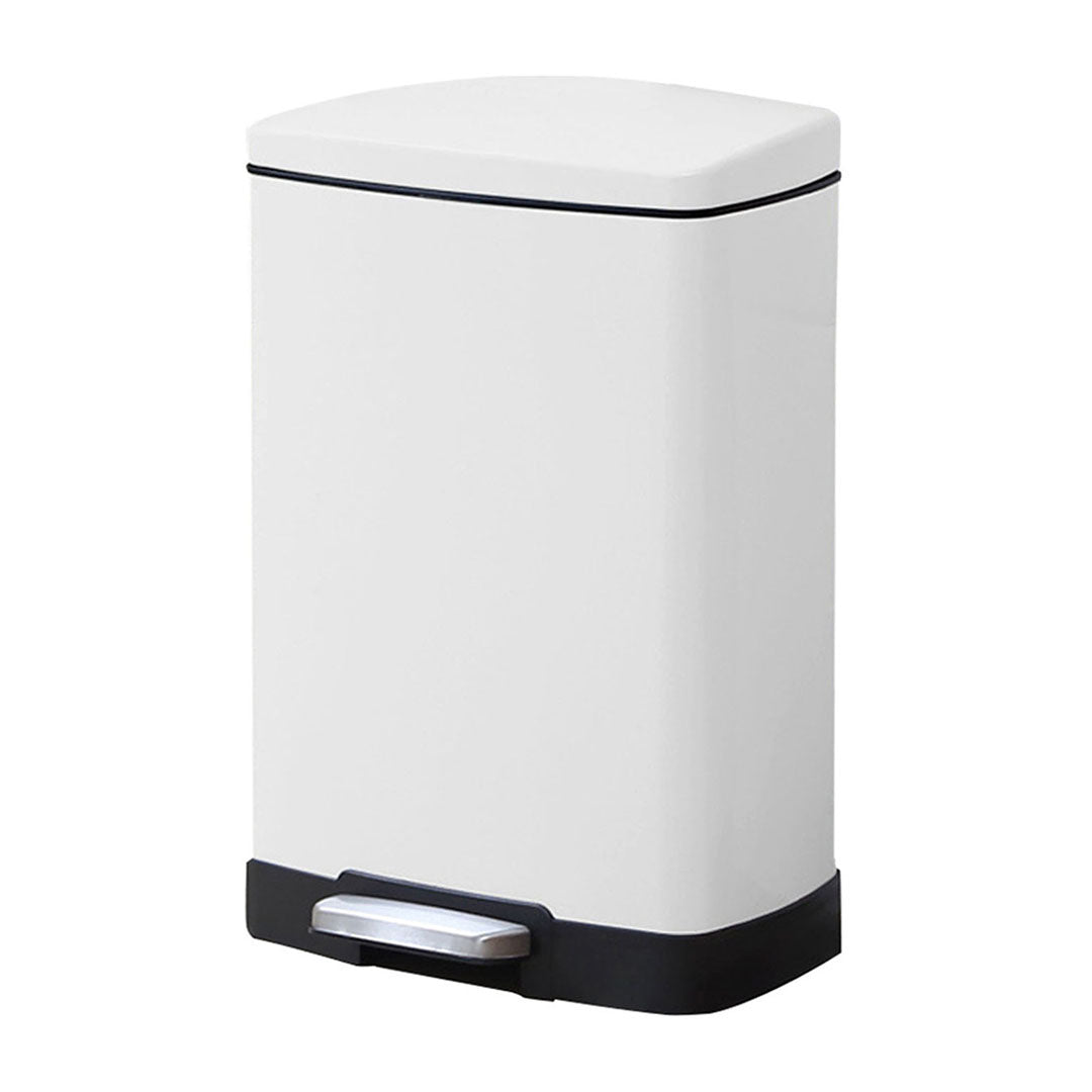 SOGA Foot Pedal Stainless Steel Rubbish Recycling Garbage Waste Trash Bin Rectangular Shape 12L White
