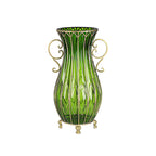 SOGA 51cm Green Glass Oval Floor Vase with Metal Flower Stand