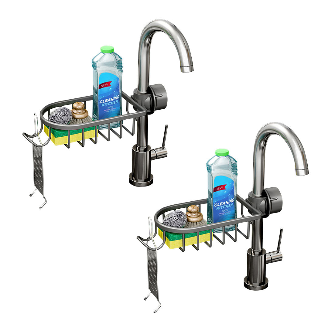 SOGA 2X Dark Grey Single Kitchen Sink Organiser Faucet Soap Sponge Caddy Rack Storage Drainer $ 56.50