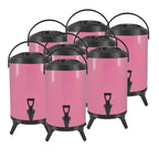 SOGA 8X 16L Stainless Steel Insulated Milk Tea Barrel Hot and Cold Beverage Dispenser Container with Faucet Pink