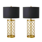 SOGA 2X Golden Hollowed Out Base Table Lamp with Dark Shade