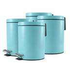 SOGA 4X Foot Pedal Stainless Steel Rubbish Recycling Garbage Waste Trash Bin Round 12L Blue