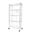 SOGA 5 Tier Steel White Foldable Display Stand Multi-Functional Shelves Storage Organizer with Wheels $ 155.50