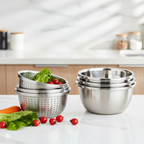 SOGA Kitchenware Bundle – Stainless Steel Nesting Colanders & Deep Stackable Mixing Bowls Set $ 114