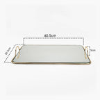 SOGA 40.5cm Gold Flat-Lay Mirror Glass Metal Tray Vanity Makeup Perfume Jewelry Organiser with Handles