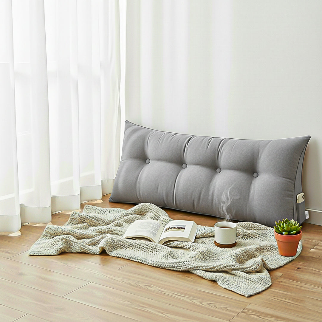SOGA 120cm Silver Triangular Wedge Bed Pillow Headboard Backrest Bedside Tatami Cushion Home Decor