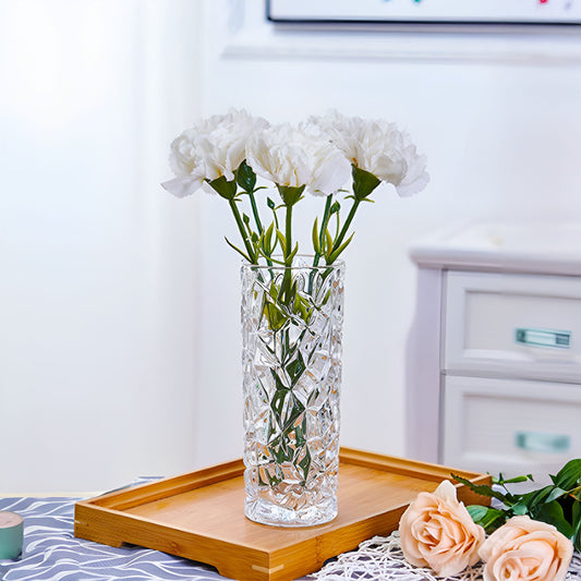 SOGA 30cm Sleek Clear Glass Vase Elegant Wide Crystal Design for Modern Home Décor
