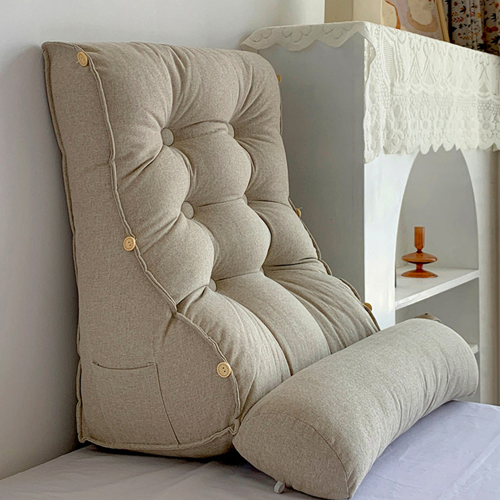 SOGA 45cm White Triangular Wedge Lumbar Pillow Headboard Backrest Sofa Bed Cushion Home Decor