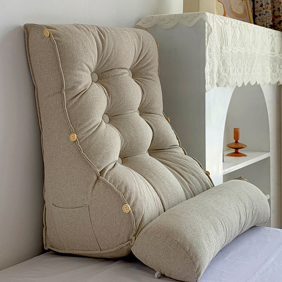 SOGA 45cm White Triangular Wedge Lumbar Pillow Headboard Backrest Sofa Bed Cushion Home Decor