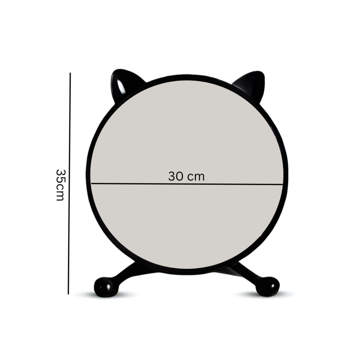 SOGA 2X 30cm Black Smart Makeup Bedroom Table Mirror Cat Ear Style No LED Light