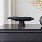 SOGA 31cm Black Ceramic Decorative Plate on Pedestal Stand