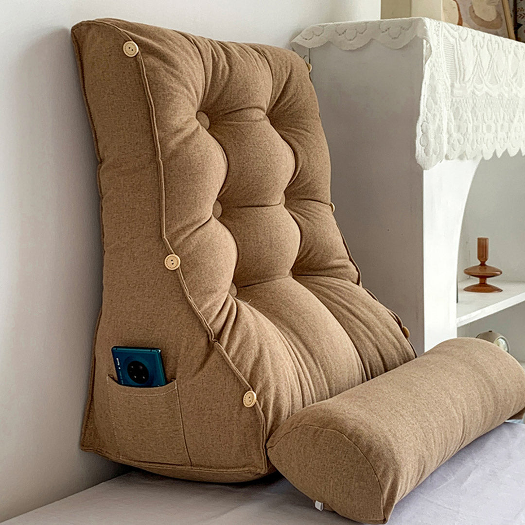 SOGA 45cm Khaki Triangular Wedge Lumbar Pillow Headboard Backrest Sofa Bed Cushion Home Decor