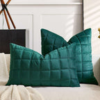 SOGA 2X 30cm Green Velvet Quilted Grid Pattern Decorative Throw Pillow $ 119