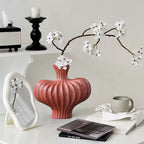 SOGA 2X 25X24cm Ornament Matte Red Small Vases Countertop Decoration Accessories Porch Crafts Home Decor