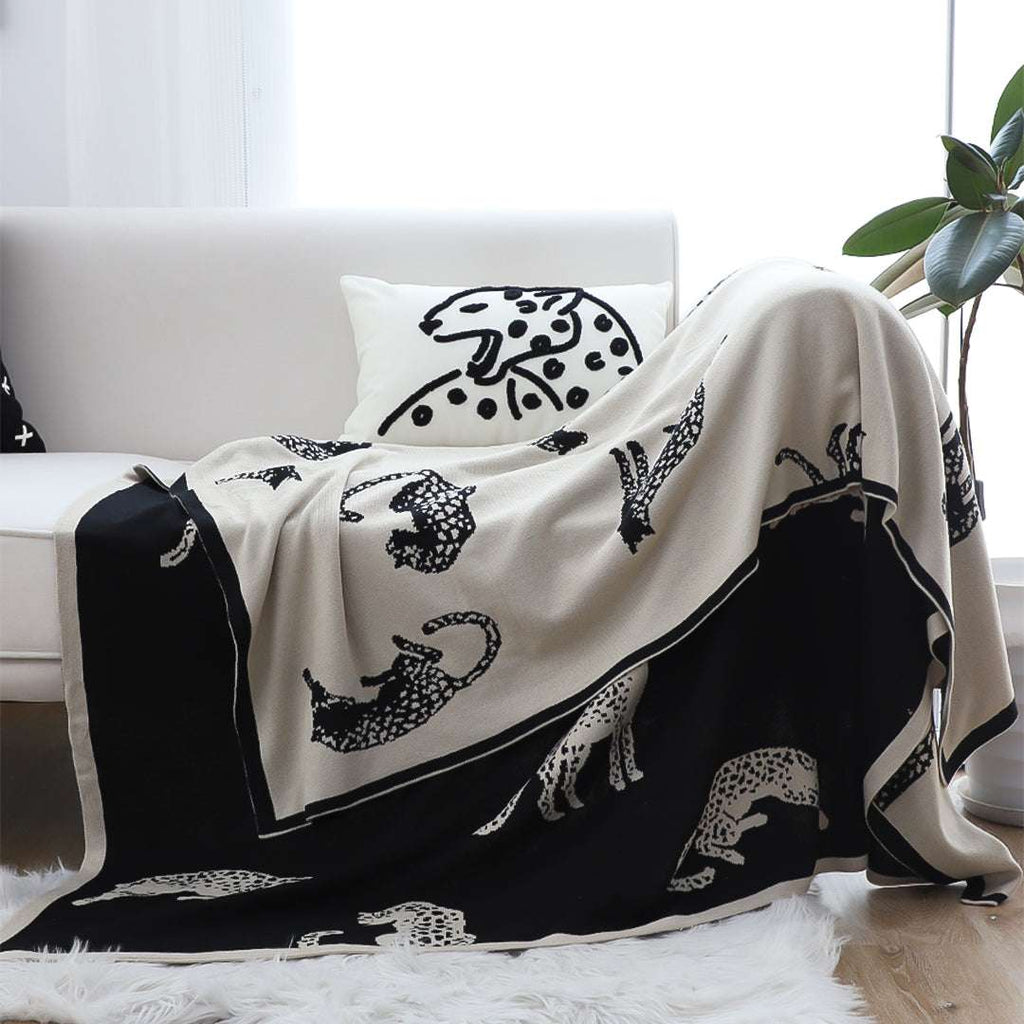 SOGA 2X Black Cream Animal Print Throw Blanket 130x180cm Acrylic $ 189