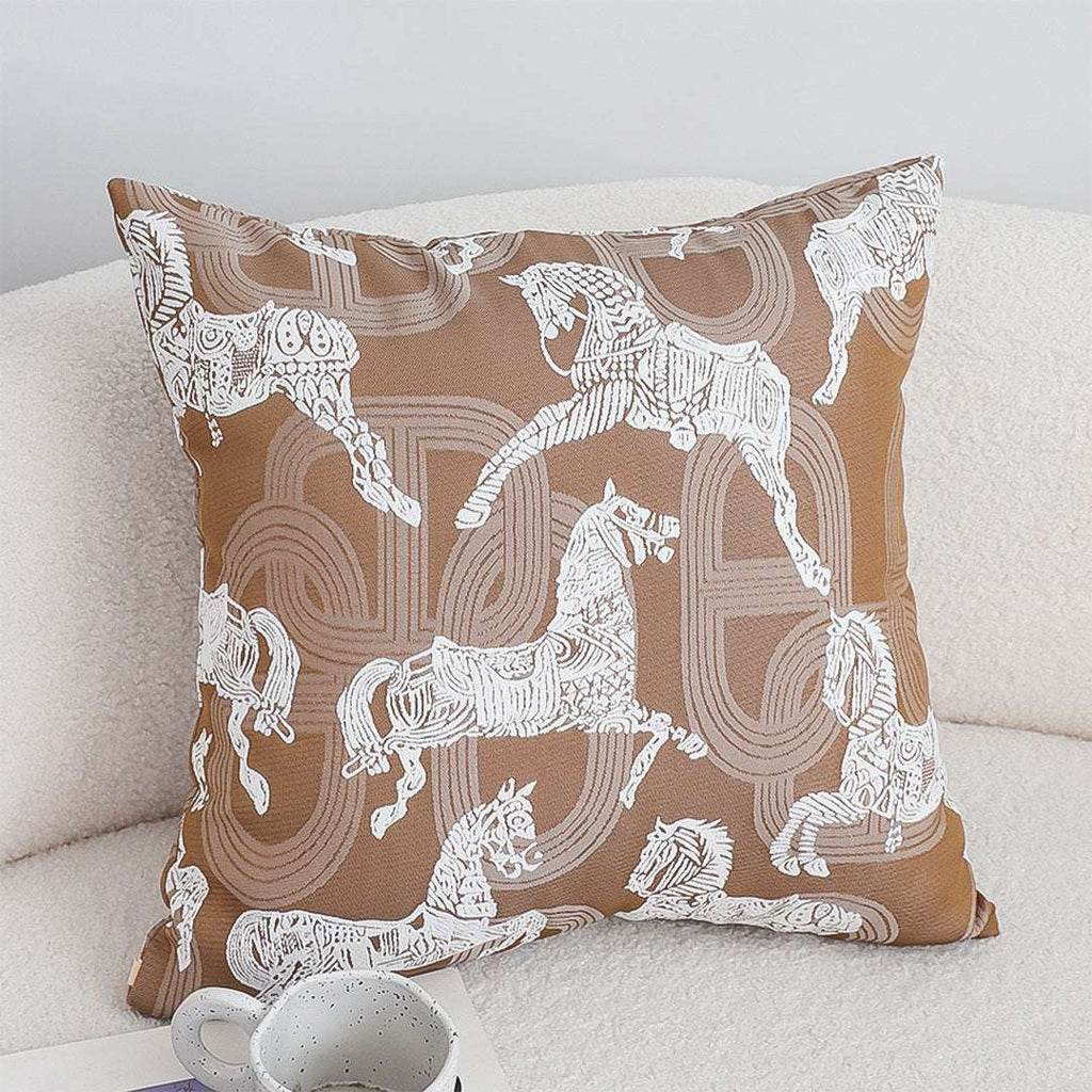 SOGA 2X 50cm Bohemian Camel Brown White Horse Pattern Throw Pillow $ 142