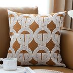 SOGA 2X 50cm Throw Pillow Brown Circular Chain Jacquard  Decorative Square for Home Decor