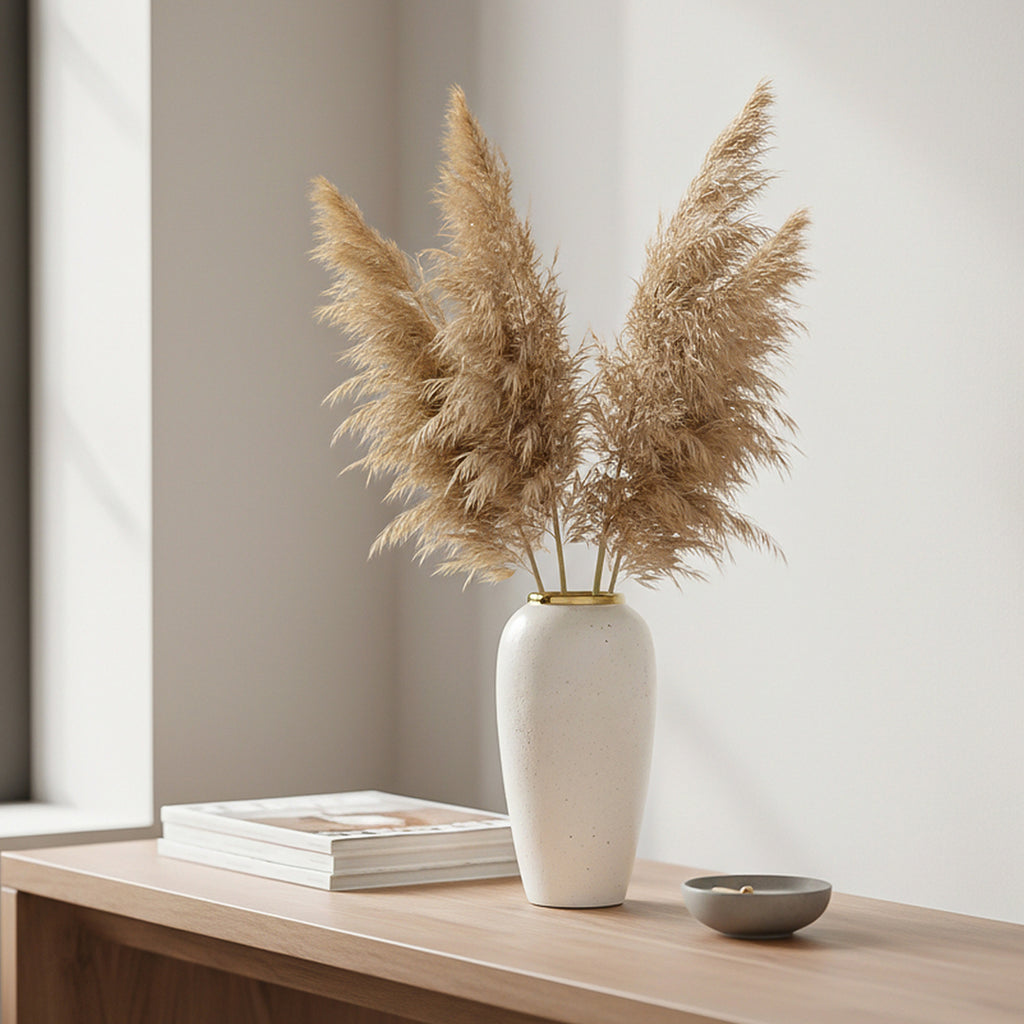 SOGA 35x17cm Plain White Large Ceramic Flower Vase Elegant Living Room Home Decor