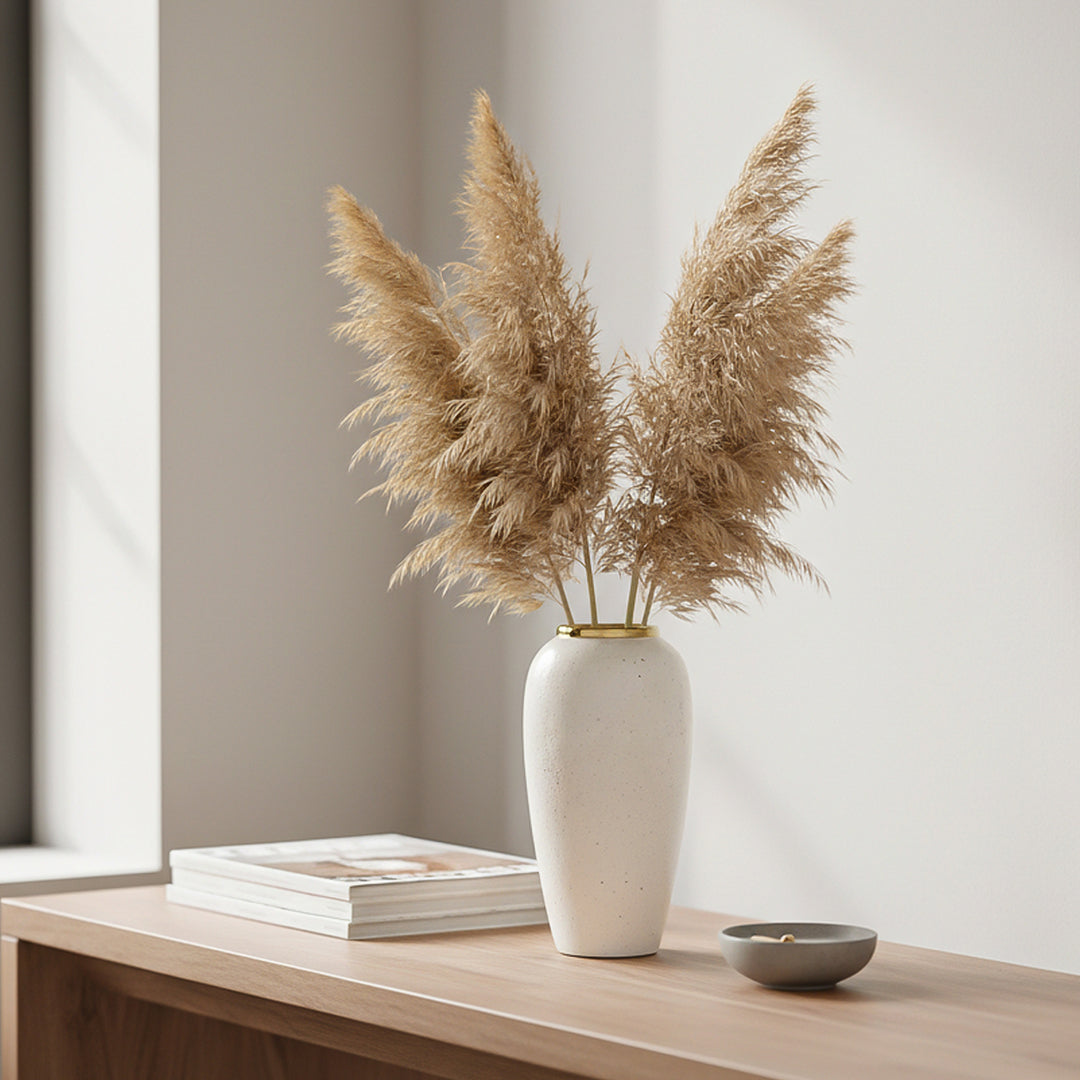 SOGA 35x17cm Plain White Large Ceramic Flower Vase Elegant Living Room Home Decor