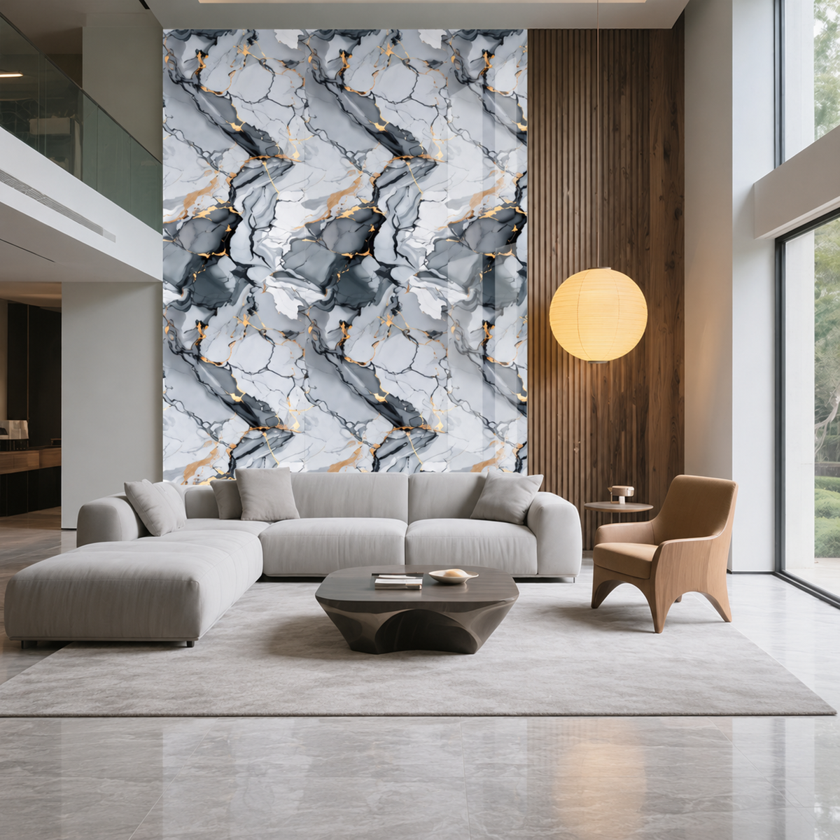 SOGA Peel & Stick Floor and Wall Tiles 30 x 60cm 10 Pack Blue Agate Faux Marble