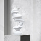 SOGA 44cm White Resin Sculpture – Dual-Face Modern Art for Interiors