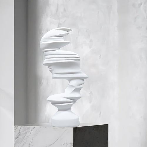 SOGA 44cm White Resin Sculpture – Dual-Face Modern Art for Interiors