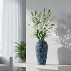 SOGA 35x17cm Blue with White Mini Floral Large Ceramic Flower Vase Elegant Living Room Home Decor
