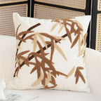 SOGA 2X 45cm Cream Brown Bamboo Leaf Botanical Embroidered Throw Pillow $ 118