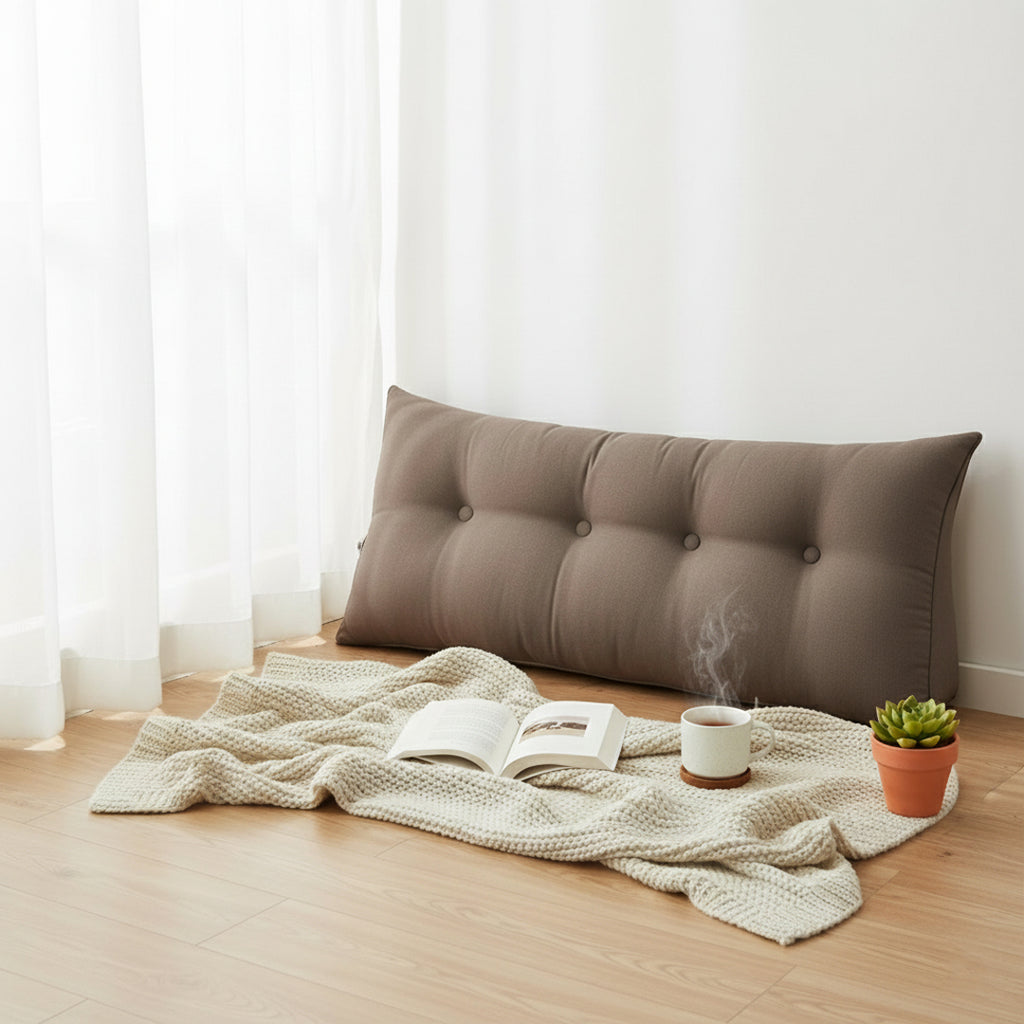 SOGA 2X 120cm Coffee Triangular Wedge Bed Pillow Headboard Backrest Bedside Tatami Cushion Home Decor