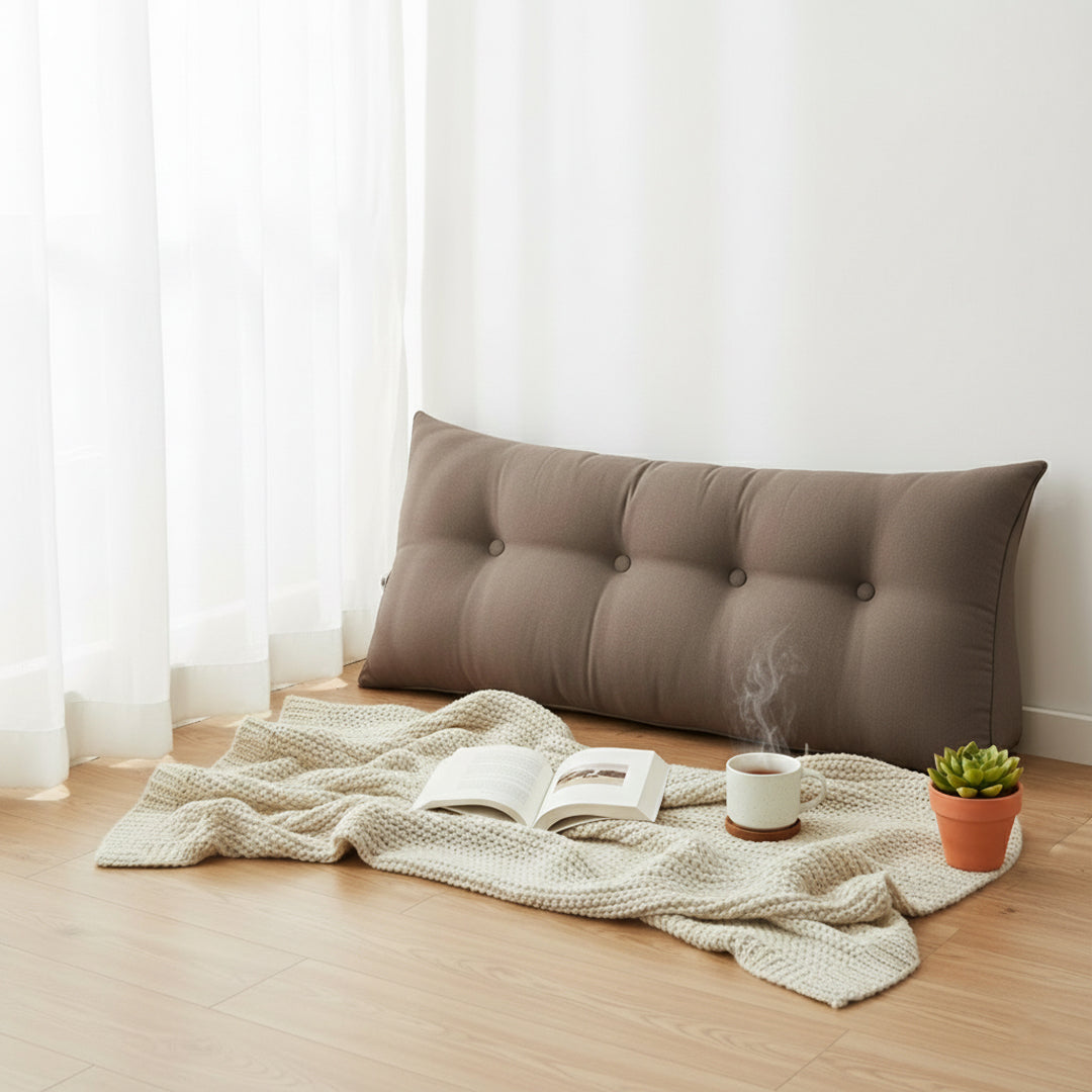 SOGA 2X 120cm Coffee Triangular Wedge Bed Pillow Headboard Backrest Bedside Tatami Cushion Home Decor