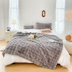 SOGA 200cm Grey Fur Fuzzy Super Soft and Cozy Fluffy Throw Blanket