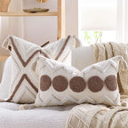 SOGA Boho Tufted Cushion 30x50cm Tassel White Brown Circle Decorative Throw Pillow $ 72