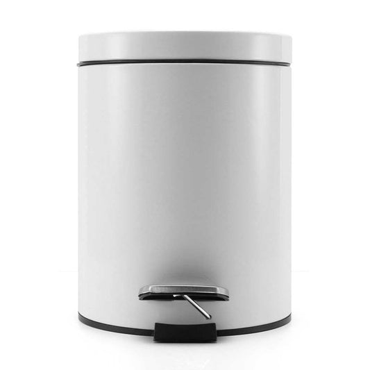SOGA 2X Foot Pedal Stainless Steel Rubbish Recycling Garbage Waste Trash Bin Round 7L White