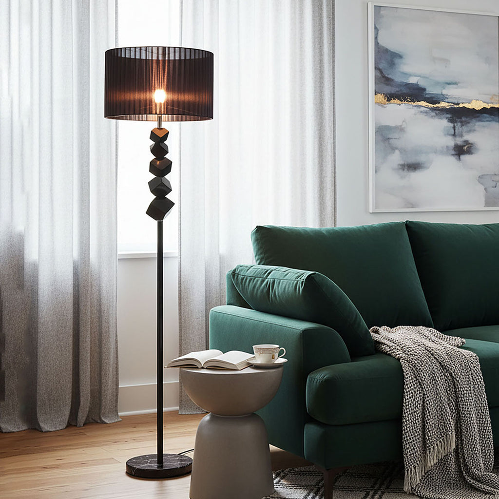 SOGA 2X Floor Lamp Metal Base Standing Light with Dark Shade Tall Lamp