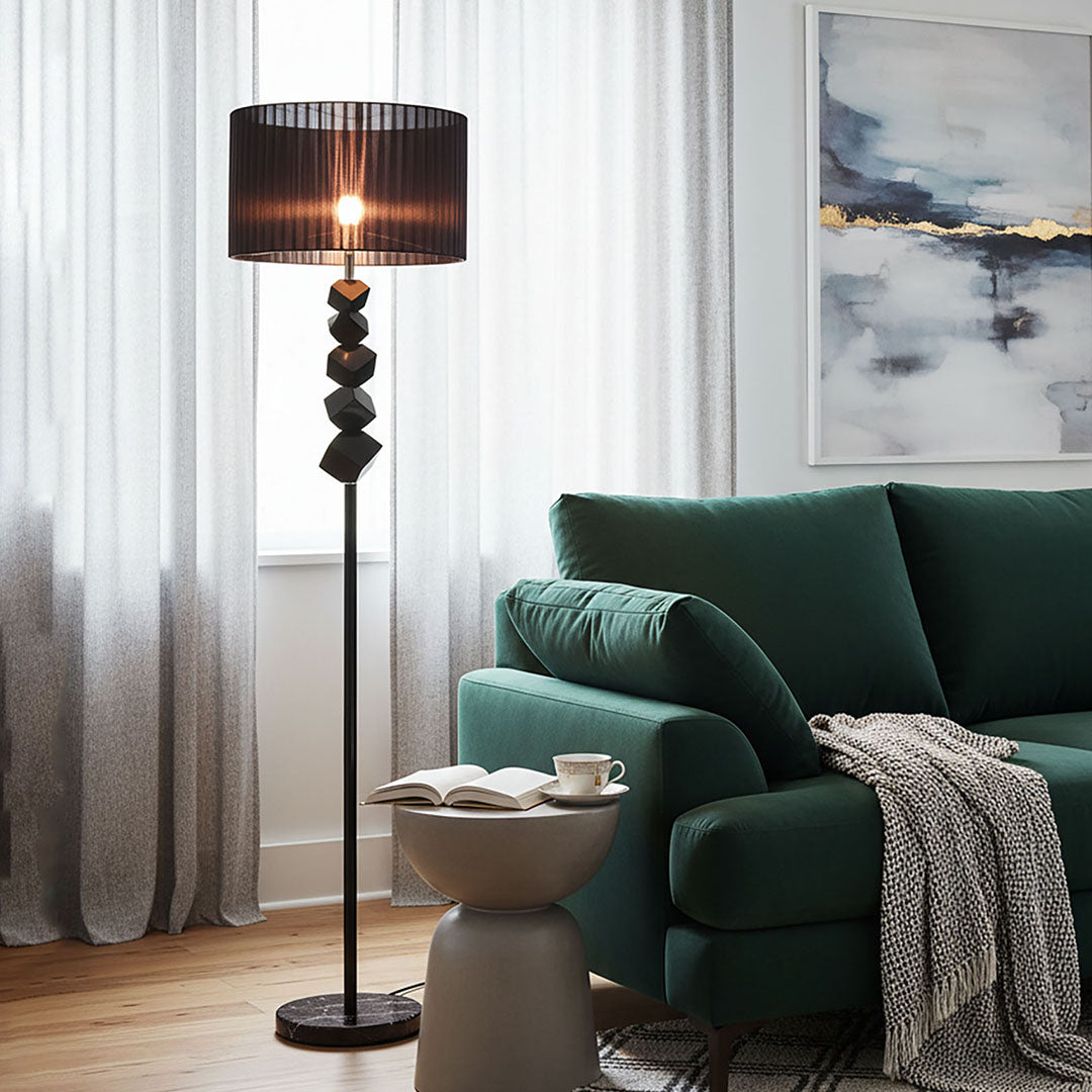 SOGA 2X Floor Lamp Metal Base Standing Light with Dark Shade Tall Lamp