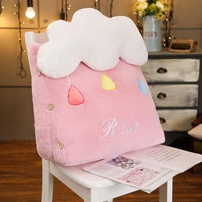 SOGA 2X Pink Cute Cloud Cushion Soft Leaning Lumbar Wedge Pillow Bedside Plush Home Decor