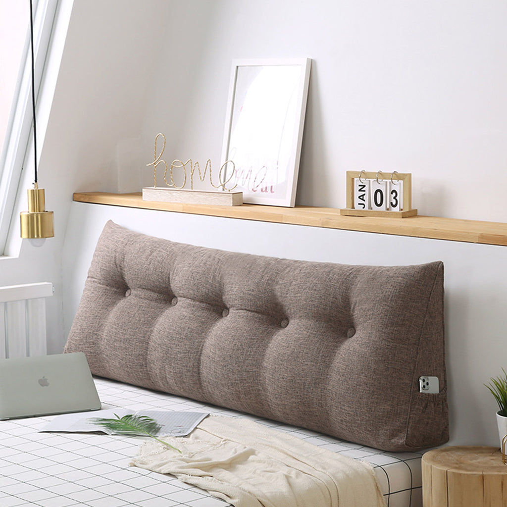 SOGA 2X 150cm Coffee Triangular Wedge Bed Pillow Headboard Backrest Bedside Tatami Cushion Home Decor