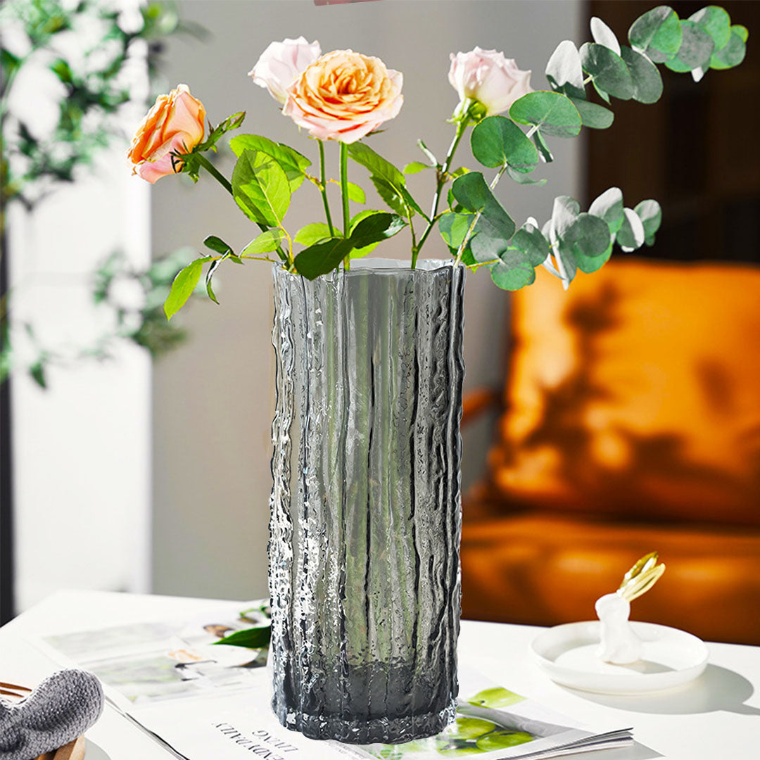 SOGA 30.5cm Handcrafted Grey Glass Vase, Classic Design for Home Decor