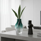 SOGA 27cm Glass Vase Blue with Beautiful glass Bubble Texture Art Vases