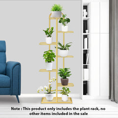 SOGA 7 Tier 8 Pots Gold Metal Plant Stand Flowerpot Display Shelf Rack Indoor Home Office Decor