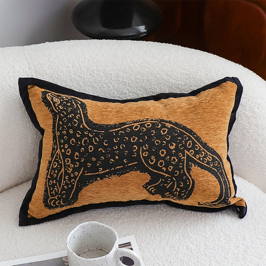 SOGA 30cm Stylish Golden Yellow Black Leopard Pattern Throw Pillow
