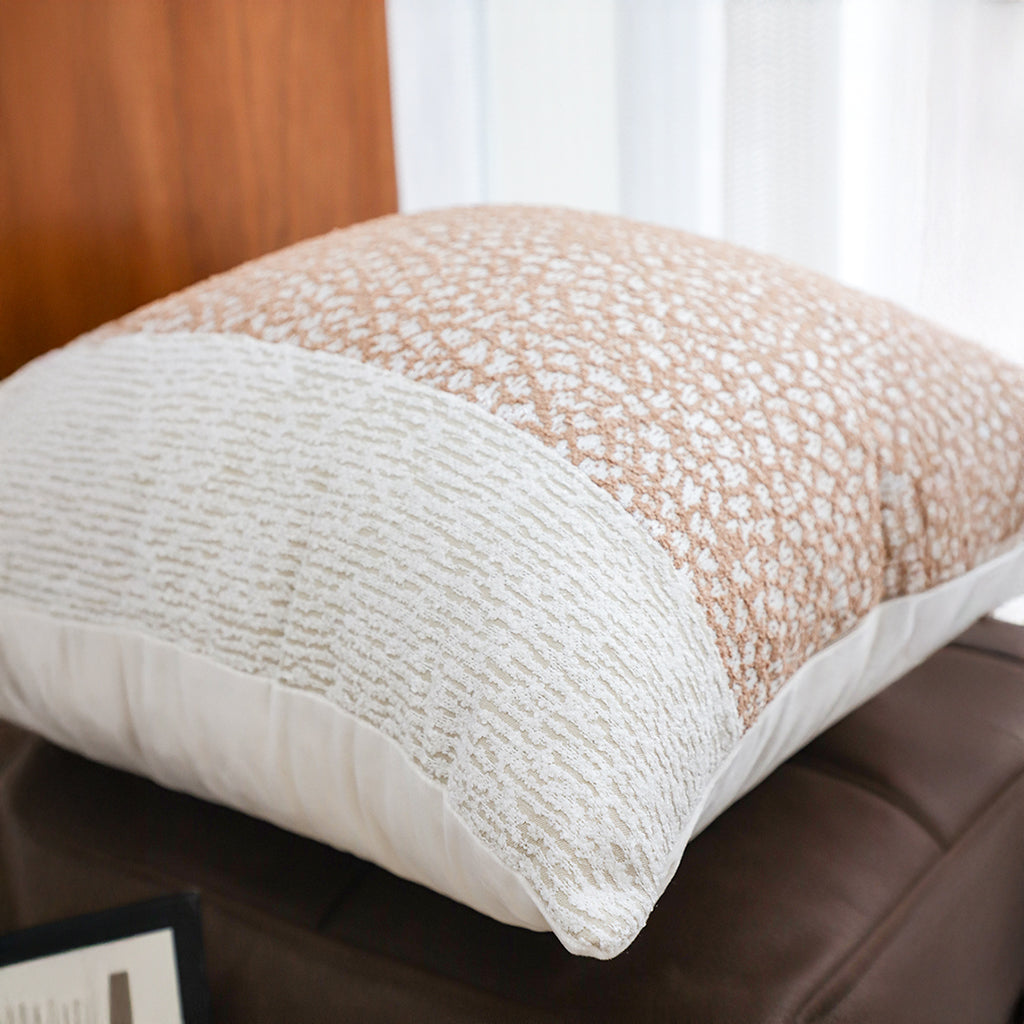 SOGA 50cm Modern Beige Color Block Textured Decorative Throw Pillow