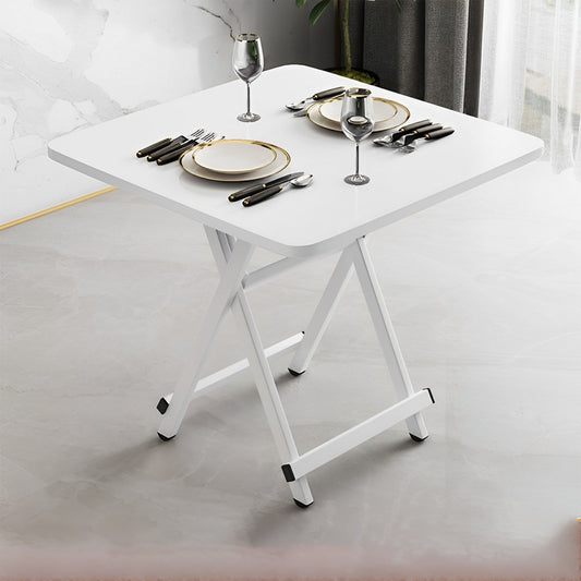 SOGA White Dining Table Portable Square Surface Space Saving Folding Desk with Lacquered Legs  Home Decor