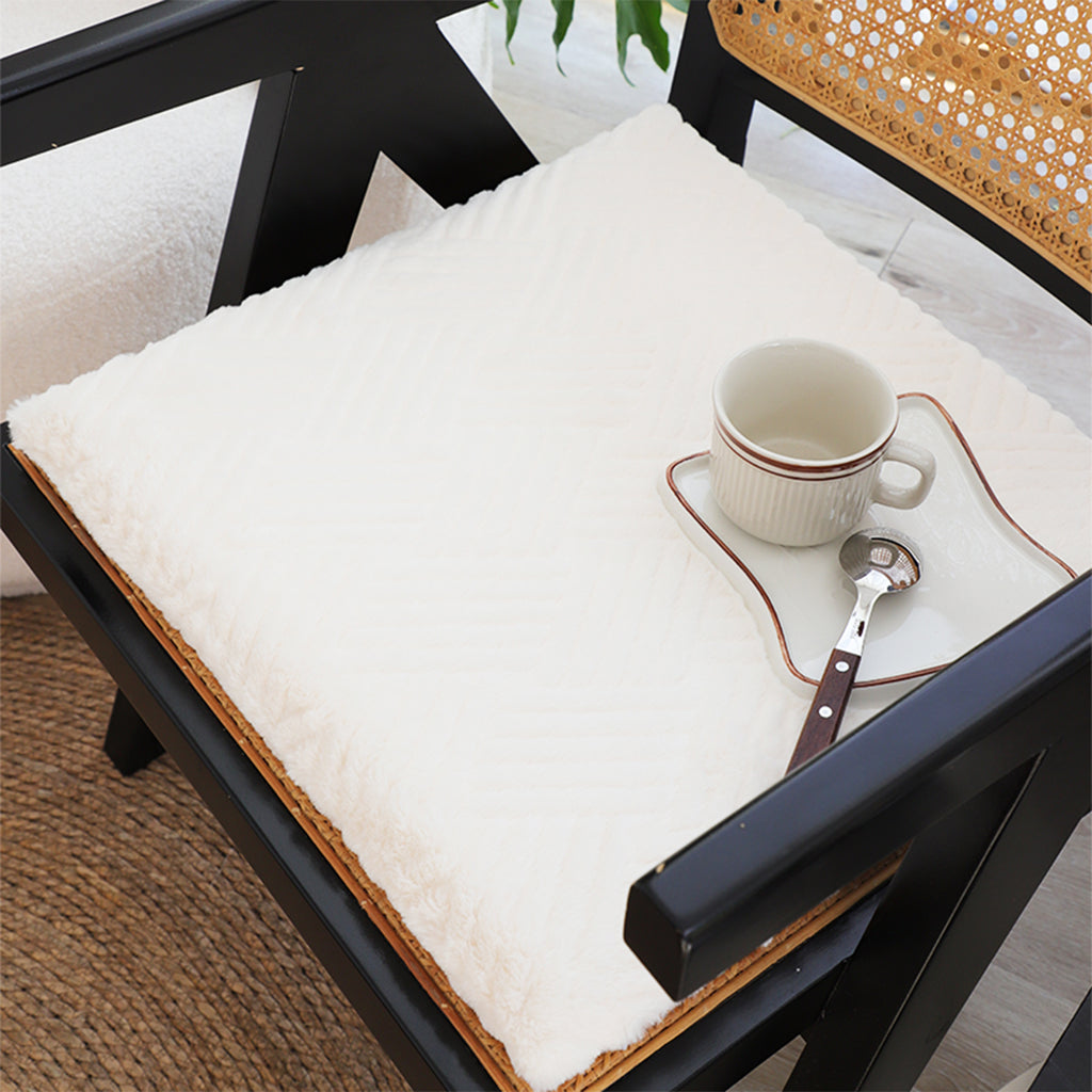 SOGA White Chevron Cushion – Soft Square Plush Backrest Pillow