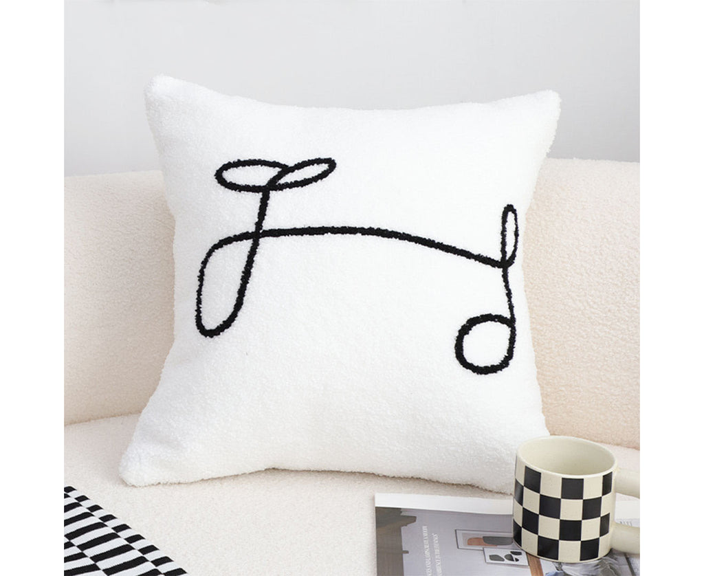 SOGA 45cm Minimalist White Script Letter Embroidered Throw Pillow